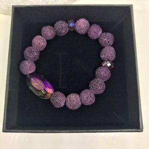 Grape Lava Beads Bracelet Size Small